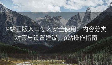 P站正版入口怎么安全使用：内容分类对策与设置建议，p站操作指南