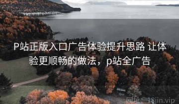 P站正版入口广告体验提升思路 让体验更顺畅的做法，p站全广告