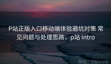 P站正版入口移动端体验避坑对策 常见问题与处理思路，p站 intro