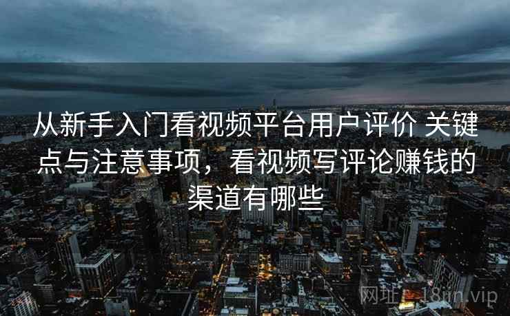 从新手入门看视频平台用户评价 关键点与注意事项，看视频写评论赚钱的渠道有哪些